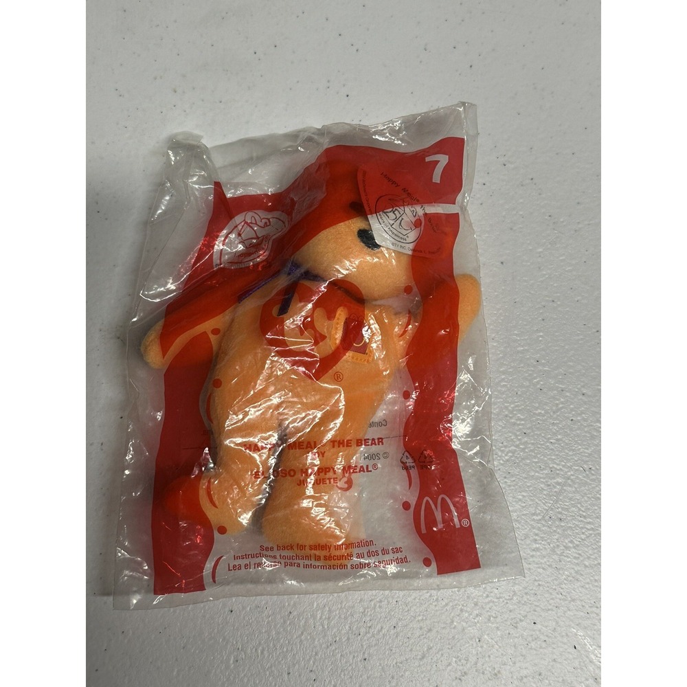Ty McDonald's Happy Meal Teenie Beanie #7 Happy Meal the Bear 2004 Orange